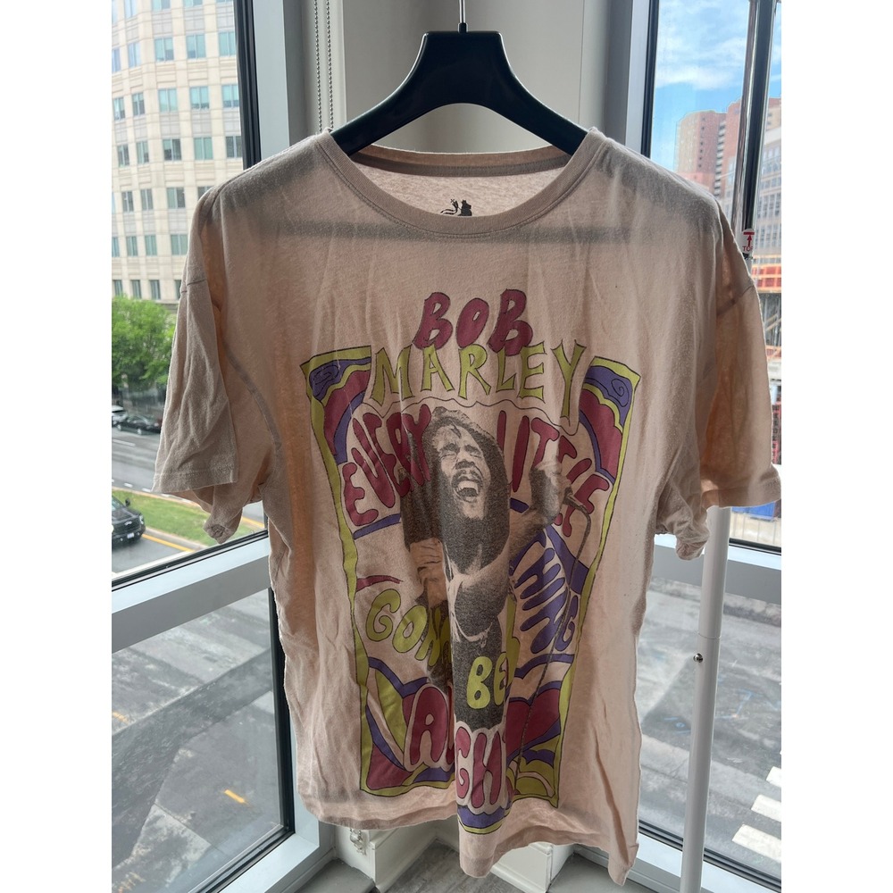 Bob Marley Zion Rootswear Every Little Thing Graphic T-Shirt Peach L/XL